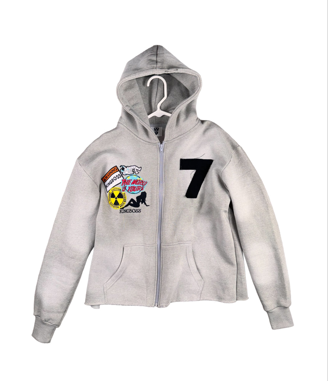 Grey “7” Strip Hoodie